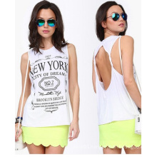 2015 Fashion Design Printed Halter Slim Vest for Women Top